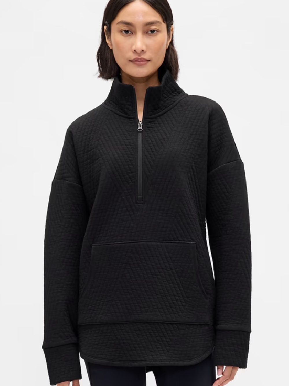 GapFit Quilted Jacquard Half Zip, Medium Tall